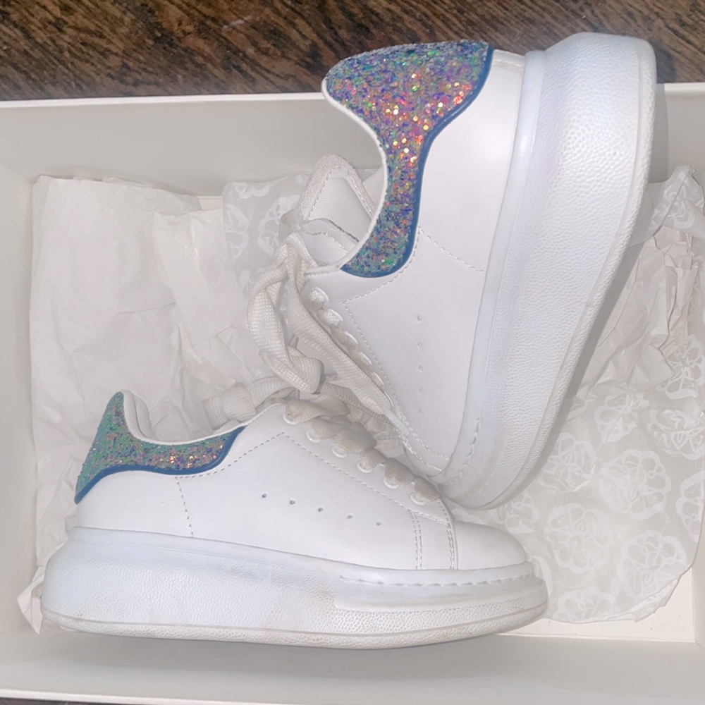 Alexander McQueen toddler size 10 blue glitter sneakers